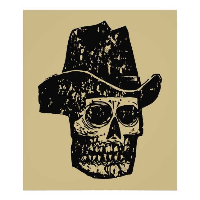 Vintage Cowboy Skull Print with Old Western Hat (Front)