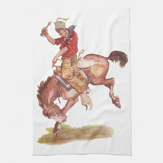 Vintage Cowboy Tea Towel (Vertical)