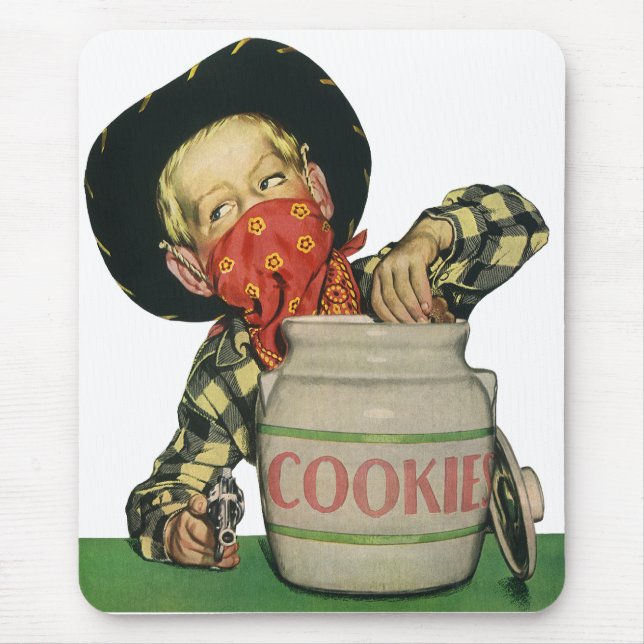 Vintage Cowboy Toy Gun Hand in the Cookie Jar Mouse Mat (Front)
