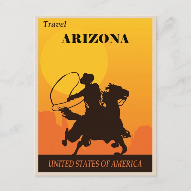 Vintage Cowboy Travel Arizona Postcard (Front)