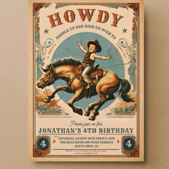 Vintage Cowboy Western Birthday  Invitation (Creator Uploaded)
