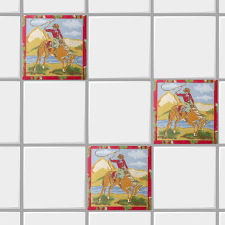 Vintage Cowboy Western Rodeo Wild West Tile