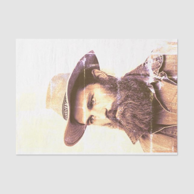 Vintage Cowboy with Beard Sepia Distressed Tissue Paper (Front)