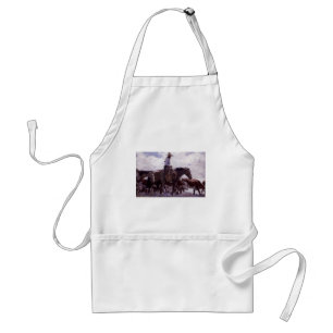 Vintage Cowboy with His Herd of Cattle by Koerner Standard Apron