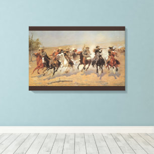 Vintage Cowboys, A Dash For Timber by Remington Canvas Print
