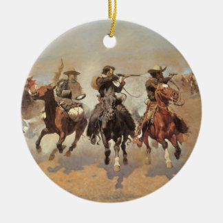 Vintage Cowboys, A Dash For Timber by Remington Ceramic Tree Decoration