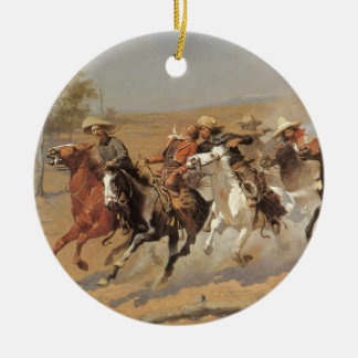 Vintage Cowboys, A Dash For Timber by Remington Ceramic Tree Decoration