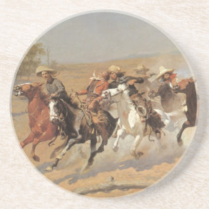 Vintage Cowboys, A Dash For Timber by Remington Coaster