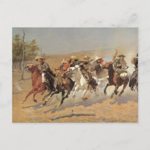 Vintage Cowboys, A Dash For Timber by Remington Postcard