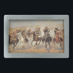 Vintage Cowboys, A Dash For Timber by Remington Rectangular Belt Buckle<br><div class="desc">A Dash For Timber (1889) by Frederic Remington is a vintage fine art American West painting. Western cowboys and Native American Indians are shooting guns in a battle and trying to kill each other in war. They are riding horses in the old wild west. About the artist: Frederick Sackrider Remington...</div>