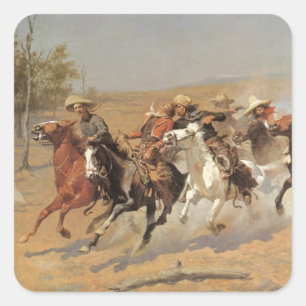 Vintage Cowboys, A Dash For Timber by Remington Square Sticker