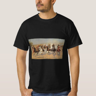 Vintage Cowboys, A Dash For Timber by Remington T-Shirt