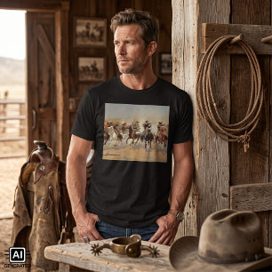 Vintage Cowboys, A Dash For Timber by Remington T-Shirt