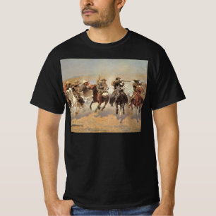 Vintage Cowboys, A Dash For Timber by Remington T-Shirt