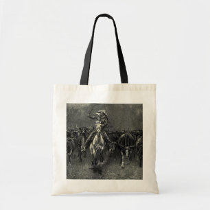 Vintage Cowboys, A Stampede by Frederic Remington Tote Bag