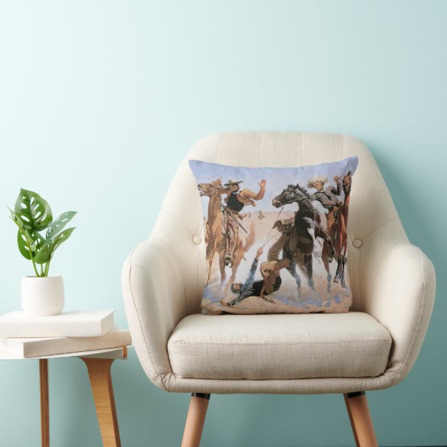 Vintage Cowboys, Aiding a Comrade Remington Cushion (Chair)