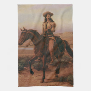 Vintage Cowboys, Buffalo Bill on Charlie by Cary Tea Towel