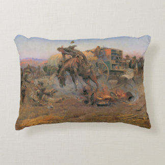 Vintage Cowboys, Camp Cook's Trouble by CM Russell Decorative Cushion