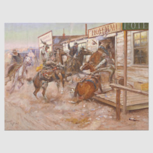 Vintage Cowboys Guns Horse Hotel Robbery Decoupage Tissue Paper