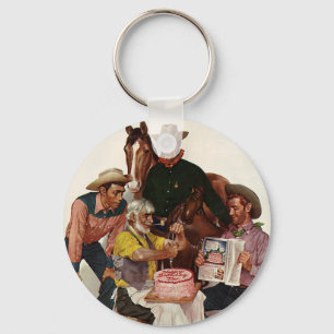 Vintage Cowboys, Happy Birthday Party Tex Key Ring