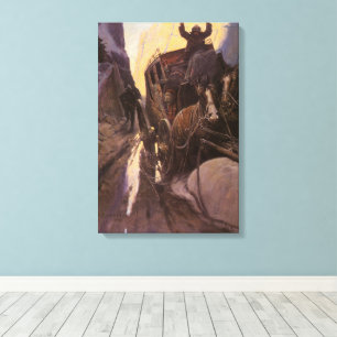Vintage Cowboys, Hold Up in the Canyon by NC Wyeth Canvas Print