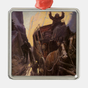 Vintage Cowboys, Hold Up in the Canyon by NC Wyeth Metal Tree Decoration