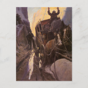 Vintage Cowboys, Hold Up in the Canyon by NC Wyeth Postcard