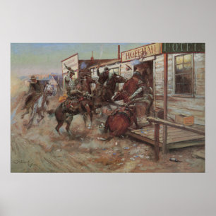 Vintage Cowboys, In Without Knocking by CM Russell Poster
