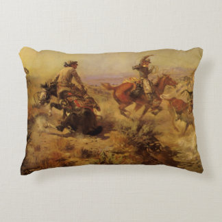 Vintage Cowboys, Jerked Down by CM Russell Decorative Cushion