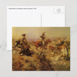 Vintage Cowboys, Jerked Down by CM Russell Postcard