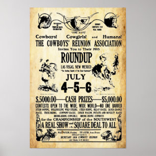 Vintage Cowboys Reunion Roundup Print