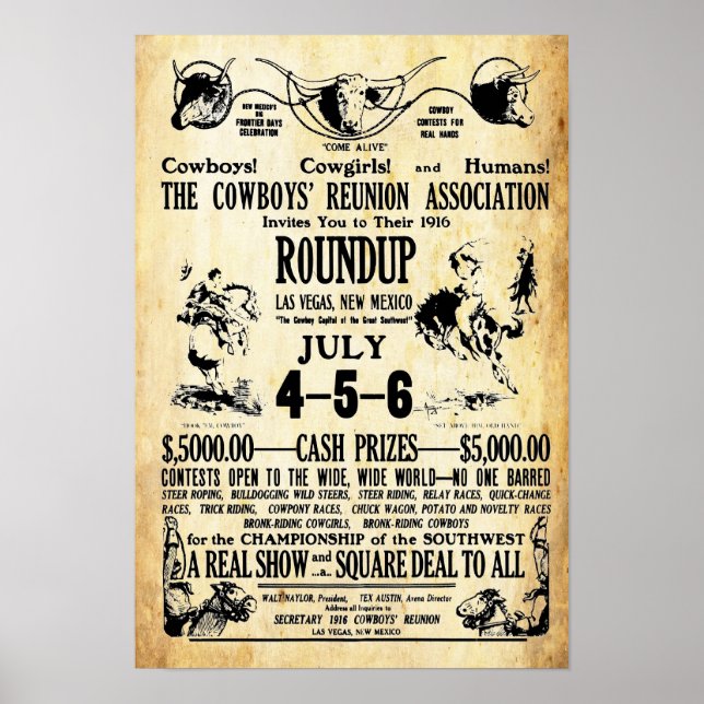 Vintage Cowboys Reunion Roundup Print (Front)