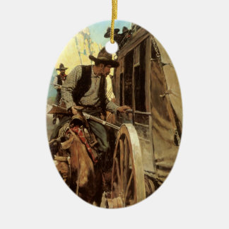 Vintage Cowboys, The Admirable Outlaw by NC Wyeth Ceramic Tree Decoration