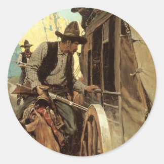 Vintage Cowboys, The Admirable Outlaw by NC Wyeth Classic Round Sticker