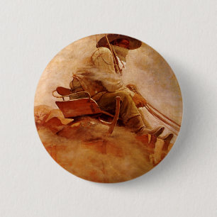 Vintage Cowboys, The Ore Wagon by NC Wyeth 6 Cm Round Badge