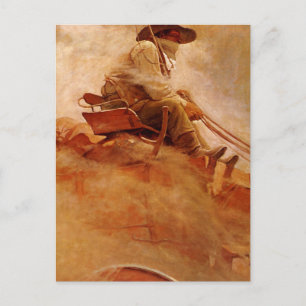 Vintage Cowboys, The Ore Wagon by NC Wyeth Postcard