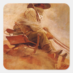 Vintage Cowboys, The Ore Wagon by NC Wyeth Square Sticker