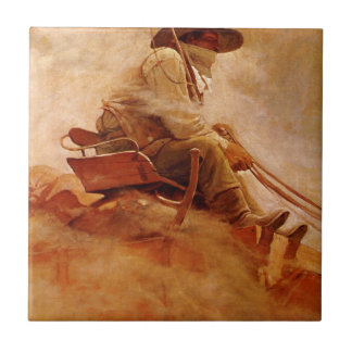 Vintage Cowboys, The Ore Wagon by NC Wyeth Tile