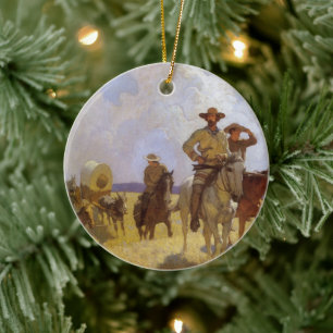Vintage Cowboys, The Parkman Outfit by NC Wyeth Ceramic Tree Decoration