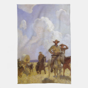 Vintage Cowboys, The Parkman Outfit by NC Wyeth Tea Towel