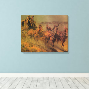 Vintage Cowboys, The Stage Coach by John Borein Canvas Print