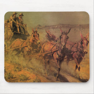 Vintage Cowboys, The Stage Coach by John Borein Mouse Mat