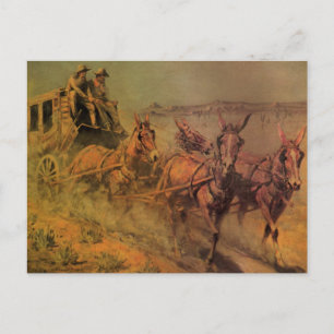 Vintage Cowboys, The Stage Coach by John Borein Postcard