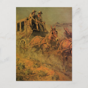 Vintage Cowboys, The Stage Coach by John Borein Postcard