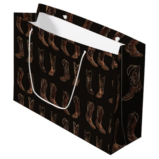 Vintage cowdoy boots large gift bag (Front Angled)
