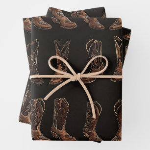 Vintage cowdoy boots wrapping paper sheet