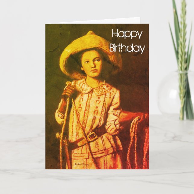 Vintage Cowgirl Birthday Card (Front)