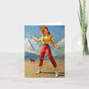 Vintage Cowgirl Birthday Card