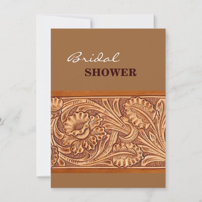 vintage cowgirl fashion southwestern leather invitation (Front)