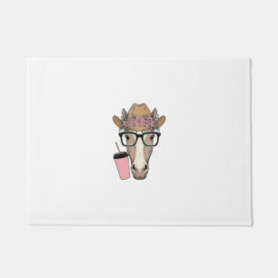 Vintage Cowgirl Horse With Flowers and Pink Drink Doormat